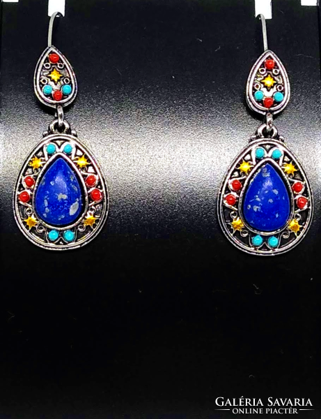 Ethnic style blue stone earrings 96