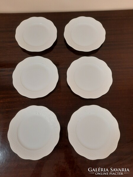 Set of 6 snow-white Herend porcelain cake plates
