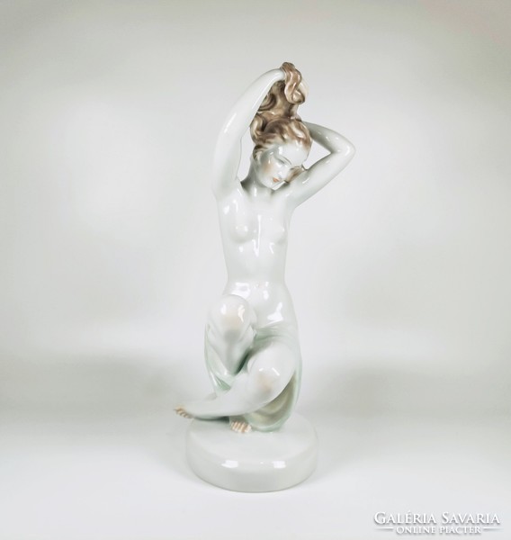 Herendi, seated female nude figure, lux elek design, 37 cm., Flawless! (D003)