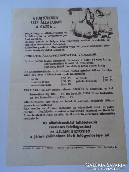 Za470.2 State insurance company - the farmer enjoys his beautiful animals - insurance advertisement around 1950