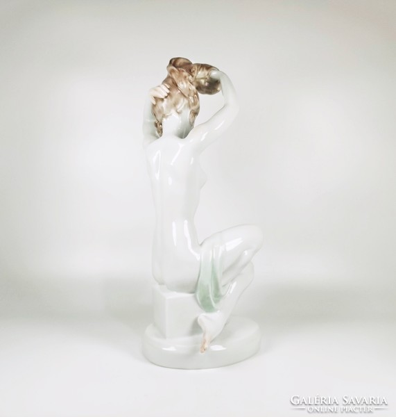 Herendi, seated female nude figure, lux elek design, 37 cm., Flawless! (D003)