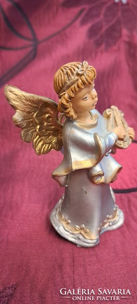 Old Italian angel with harp, Christmas tree decoration (l4259)