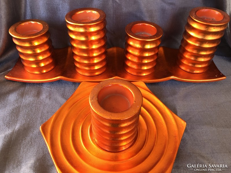 Showy orange candle holder decorations