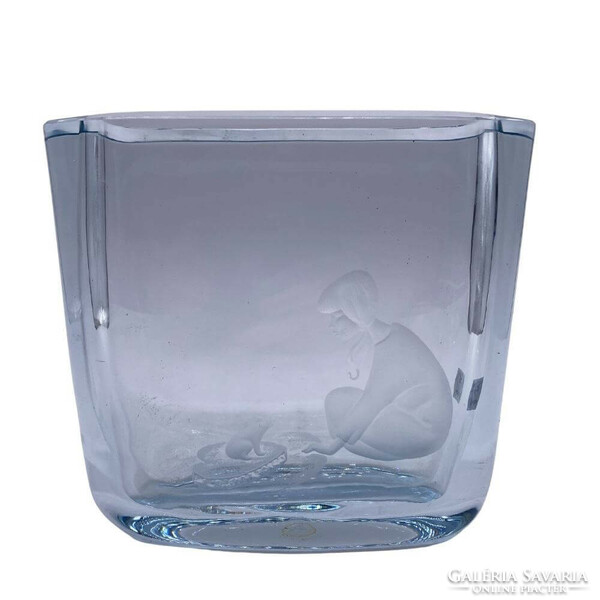 Orrefors crystal vase girl with frog m00685