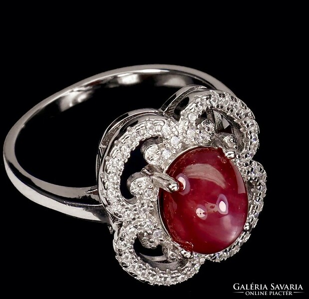 Real modern style ruby ring with 6 size (8 mm) stone¹