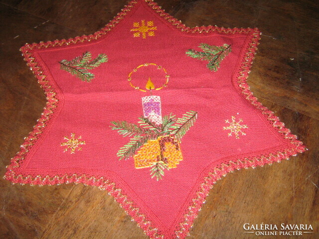 Cute Christmas lace-edged star-shaped embroidered tablecloth