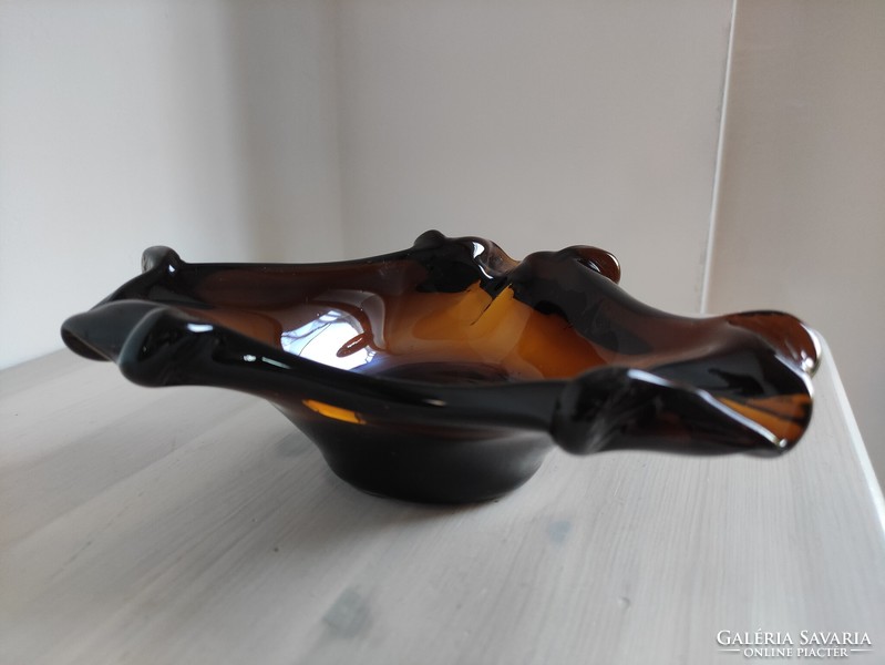 Amber large Czechoslovakian glass ashtray