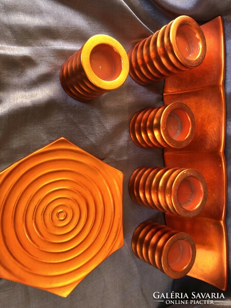 Mutatós narancssárga mécses tartó dekorációk