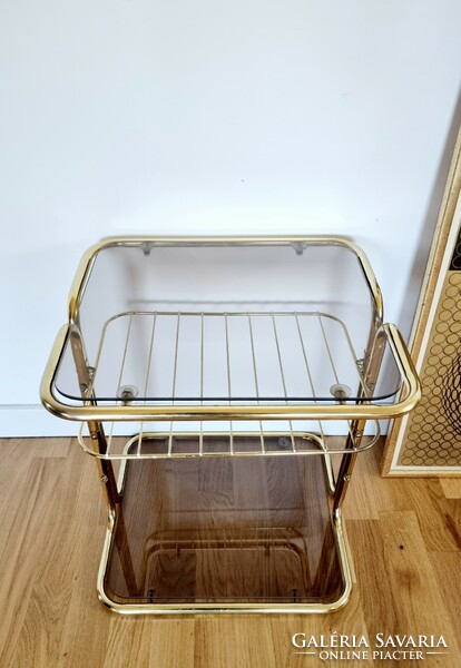 Mid-century csővázas arany polc, lerakó, LV 085