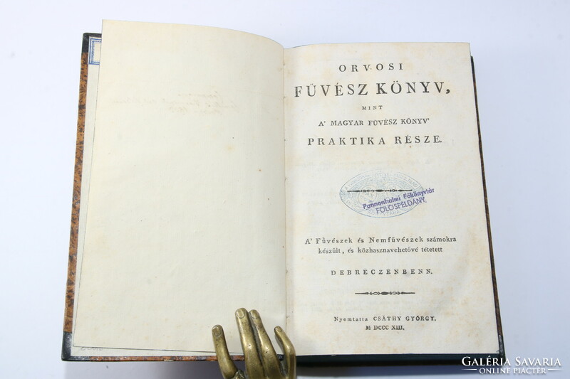 1813 - Orvosi fűvész könyv - Gyönyörű állapotban - nyomdatiszta példány !!