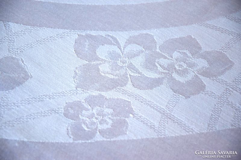 Art deco old silk damask tablecloth tablecloth flower pattern 140 x 129