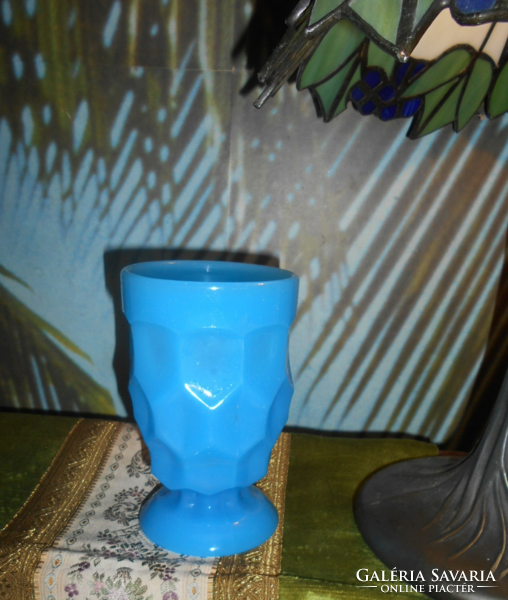Antique chalcedony goblet with bright turquoise blue color
