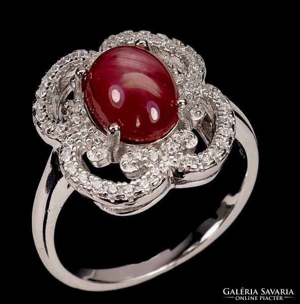 Real modern style ruby ring with 6 size (8 mm) stone¹