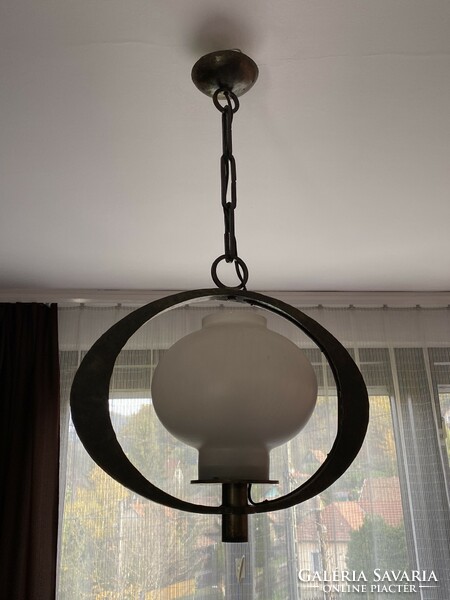 Wrought iron lamp by glass artist Erzsébet L. Szabó 35 cm