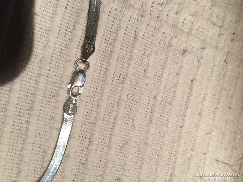 Ezüst (Ag),lapos kígyó nyaklánc 1., nagyon dekoratív darab, jelzett, 45,5 cm (GYFD)