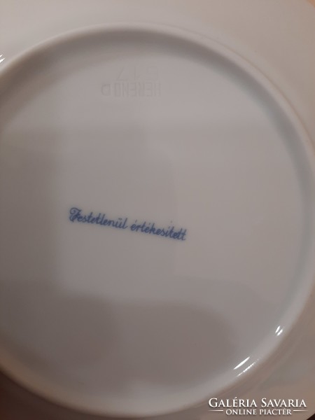 6 db hófehér Herendi porcelán süteményes tányér készlet