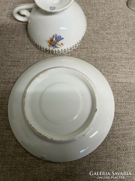 Alt Wien Sárga - Arany Jelenetes Gyönyörű Porcelán Talpas Teás Csésze + Alátét A60