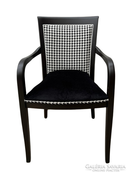 Exclusive armchair with beech frame, solo - in pairs, with houndstooth pattern upholstery