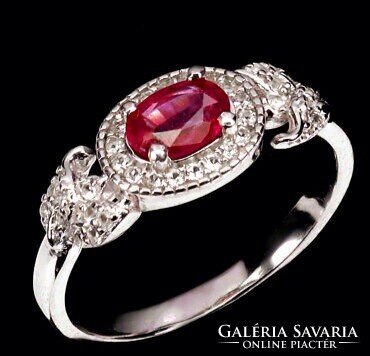 Genuine Modern Style Ruby Gemstone Silver Ring 6x8mm ¹