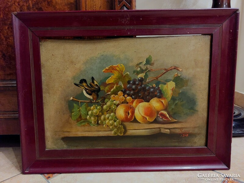 Asztali gyümölcs csendélet szignós olaj festmény (107)