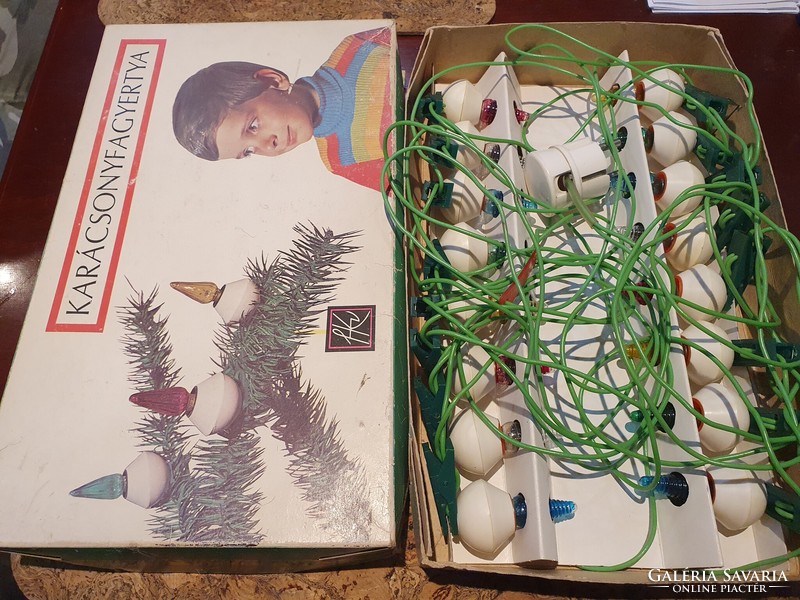Retro Christmas string of 16 UFO lights in a box 32#