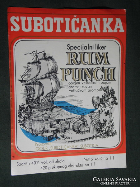 Rum címke, Jugoszlávia, Suboticanka Rum punch