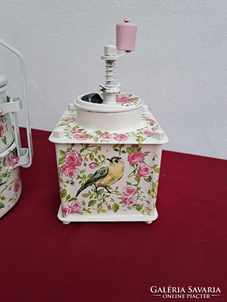 Beautiful Decoupage Rose Bird Coffee Grinder Soda Bottle Coffee Maker Food Barrel Kitchen Decoration