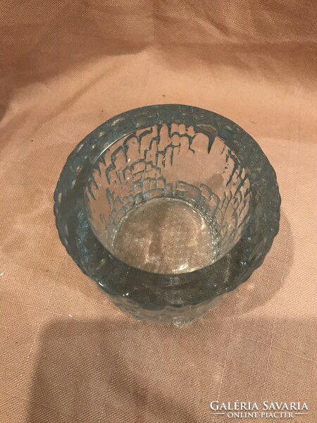 Ice blue Scandinavian glass bowl, candle holder 80s/90s