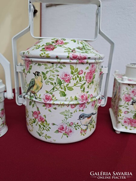 Beautiful Decoupage Rose Bird Coffee Grinder Soda Bottle Coffee Maker Food Barrel Kitchen Decoration