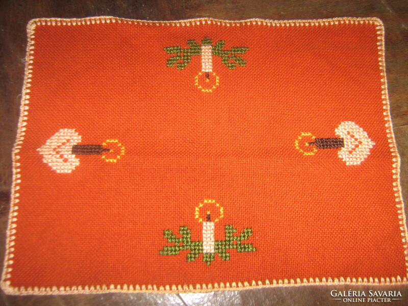 Cute Christmas frame stitch hand embroidered tablecloth