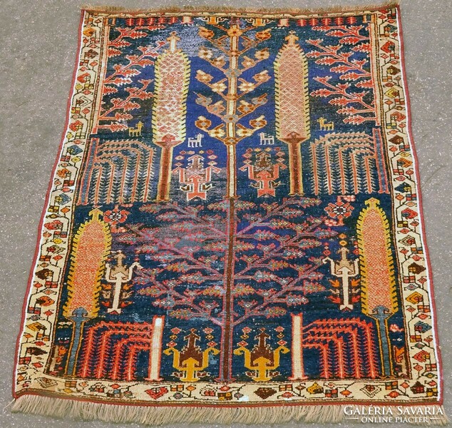 0K144 antique tree of life patterned carpet 110 x 155 cm