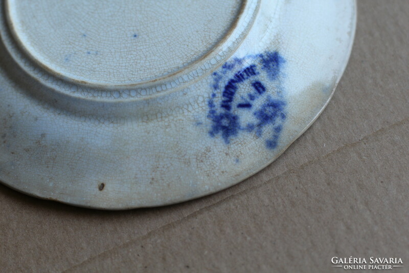 Antique cobalt blue rose faience plate marked V&B villeroy & boch jardiniere
