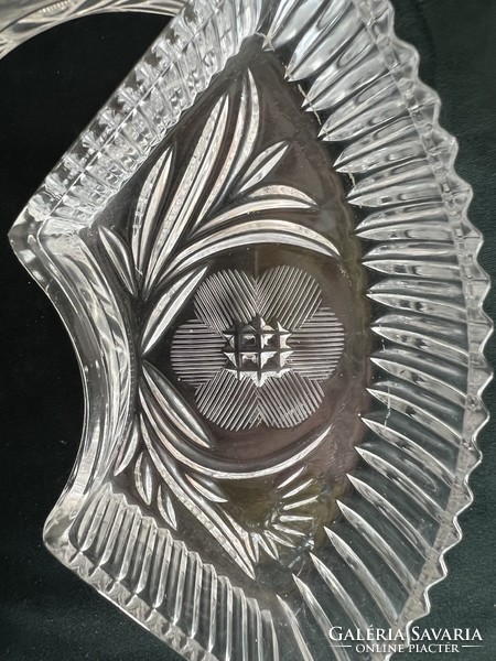 3-piece incised crystal glass offering on a stainless inox metal tray