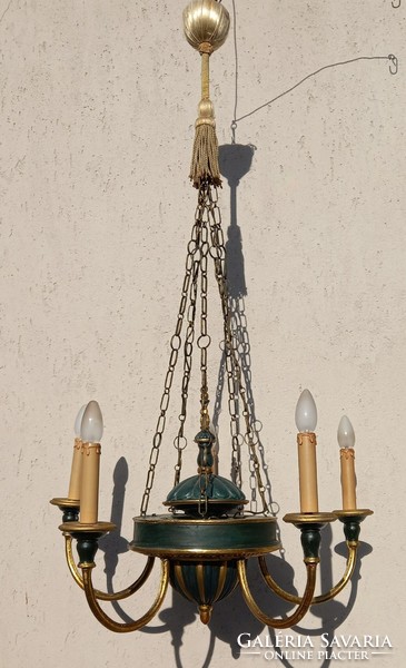 Carved wooden chandelier with 5 arms