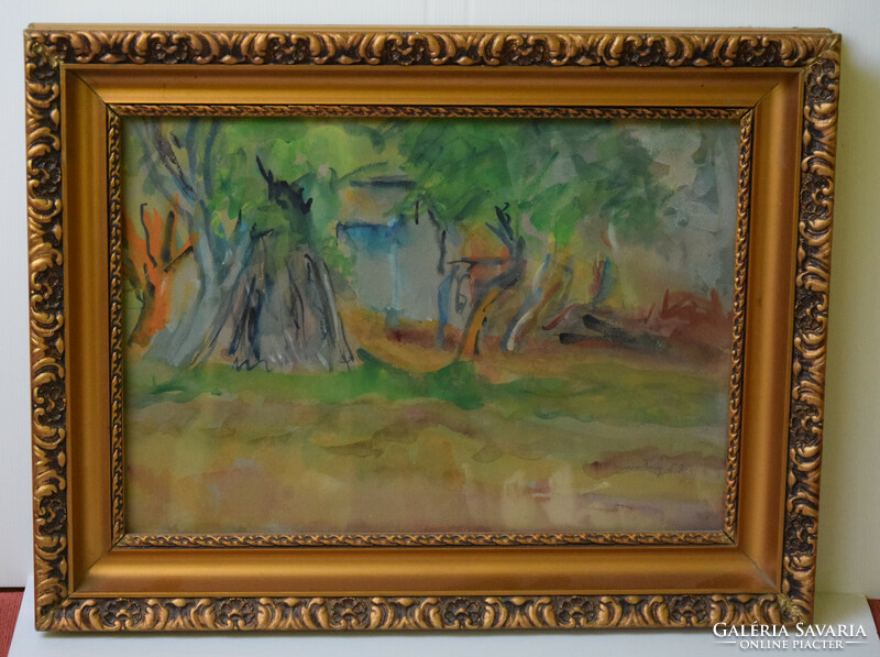 Emil róbert Novotny: watercolor from 1959, frame price