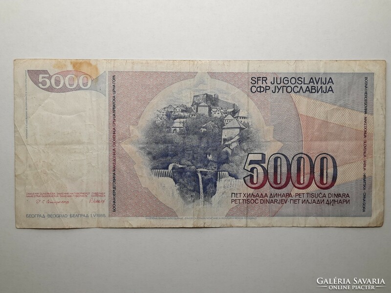 Jugoszlávia 5 000 dinár 1985