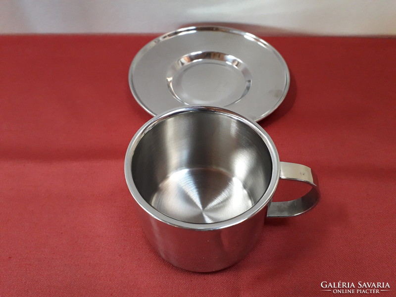 Brand new, double-walled stainless steel cup with bottom