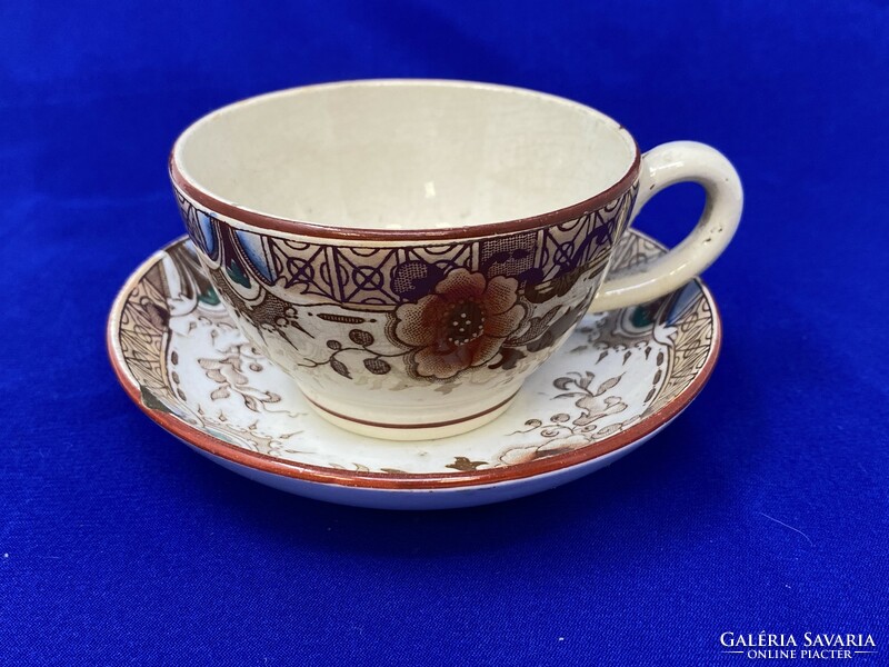 Antique opaque de sarreguemines faience, hard earthenware coffee cup with bottom - cz