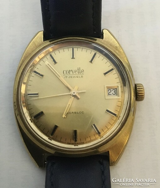 Corvette. Swiss vintage wristwatch with date changer for sale. Rarity, collector's item