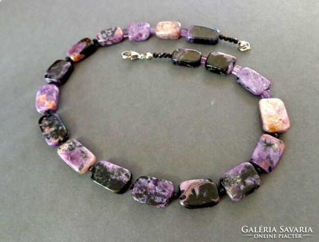Czaroit brick beads mineral necklace