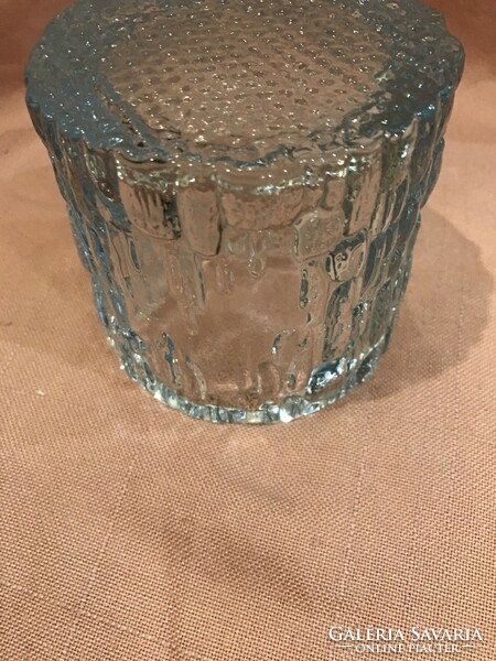 Jégkék színű skandináv üvegtál , gyertyatartó 80/90-es évek