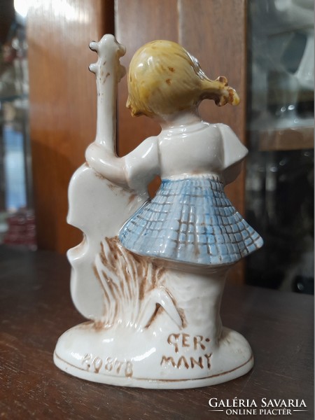 Alt German, Germany Grafenthal hand-painted porcelain figurine of a little girl with a cello. 11 cm.