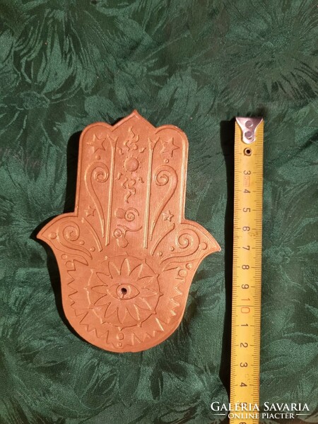 Hand of Fathima - hamsa incense holder gold color