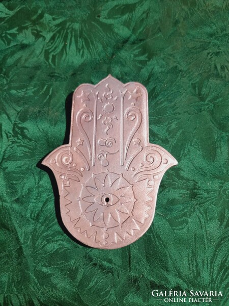 Hand of Fathima - hamsa incense holder silver color