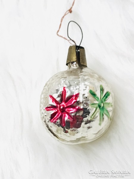 Retro glass Christmas tree decoration, floral lantern