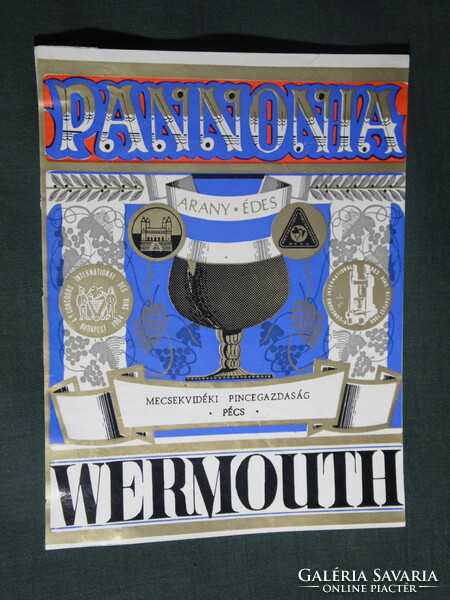 Wine vermouth label, Villány Mecekalja winery, wine farm, Pannonian vermouth