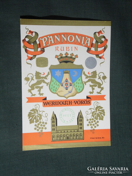 Bor Vermut címke, Villány Mecsekalja pincészet, borgazdaság, Pannonia vermut  0.5 l