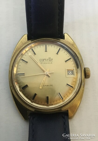 Corvette. Swiss vintage wristwatch with date changer for sale. Rarity, collector's item