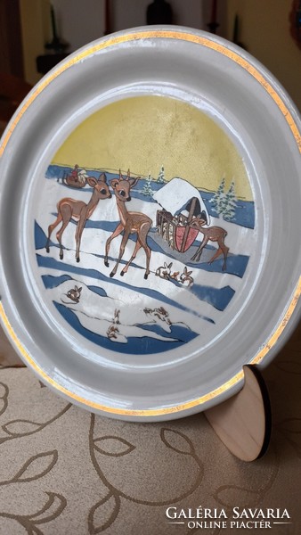Zsolnay children's children's children's flat plate with fairy tale pattern Bambi