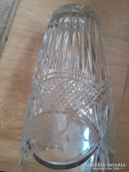 The lead crystal vase is beautiful
